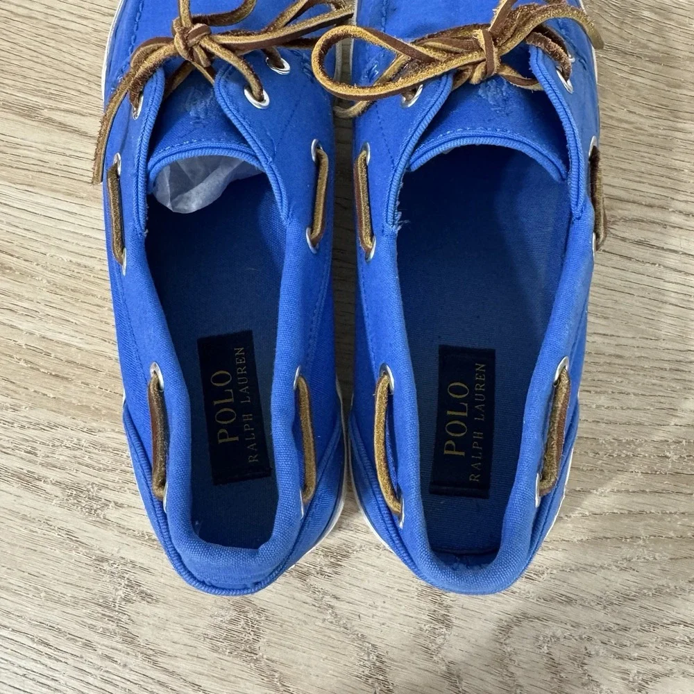 Polo Ralph Lauren Sander P Canvas Boat Shoes Moccasins Colby Blue Mens Size 10 D
